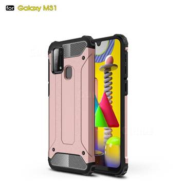 King Kong Armor Premium Shockproof Dual Layer Rugged Hard Cover for Samsung Galaxy M31 - Rose Gold
