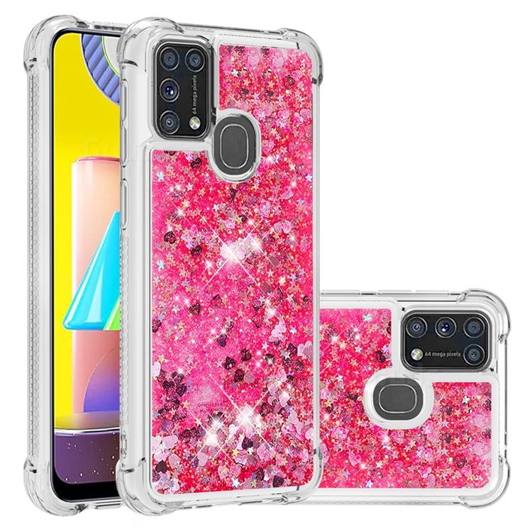 Dynamic Liquid Glitter Sand Quicksand TPU Case for Samsung Galaxy M31 - Pink Love Heart