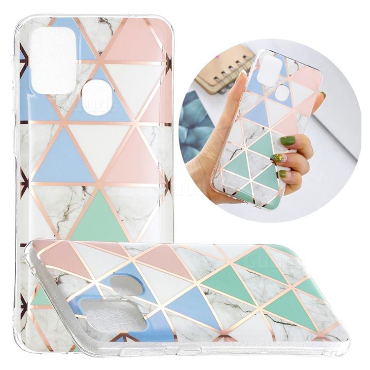 Fresh Triangle Painted Marble Electroplating Protective Case for Samsung Galaxy M31