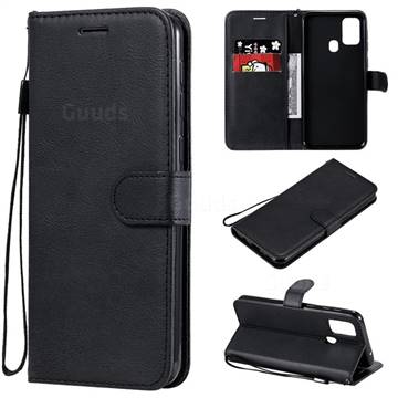 Retro Greek Classic Smooth PU Leather Wallet Phone Case for Samsung Galaxy M31 - Black
