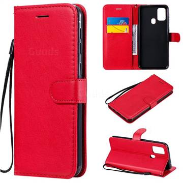 Retro Greek Classic Smooth PU Leather Wallet Phone Case for Samsung Galaxy M31 - Red