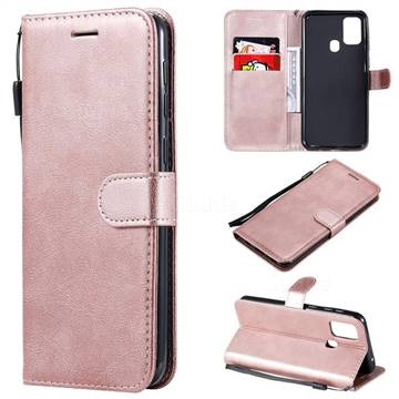Retro Greek Classic Smooth PU Leather Wallet Phone Case for Samsung Galaxy M31 - Rose Gold