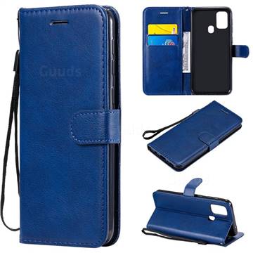 Retro Greek Classic Smooth PU Leather Wallet Phone Case for Samsung Galaxy M31 - Blue