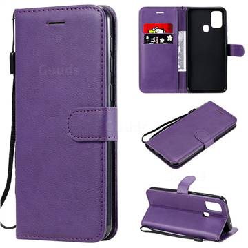 Retro Greek Classic Smooth PU Leather Wallet Phone Case for Samsung Galaxy M31 - Purple