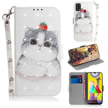 Cute Tomato Cat 3D Painted Leather Wallet Phone Case for Samsung Galaxy M31