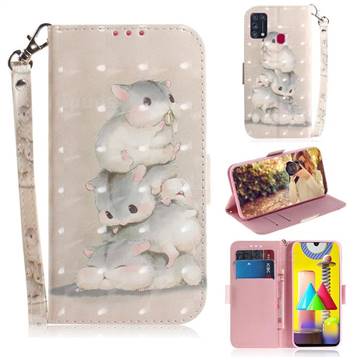 Three Squirrels 3D Painted Leather Wallet Phone Case for Samsung Galaxy M31