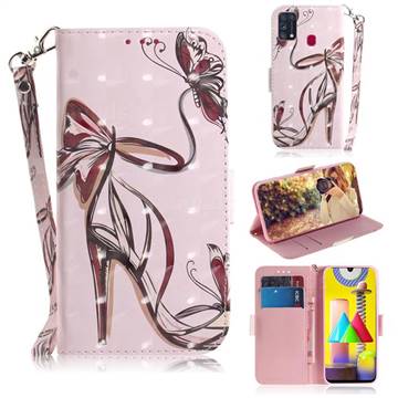 Butterfly High Heels 3D Painted Leather Wallet Phone Case for Samsung Galaxy M31