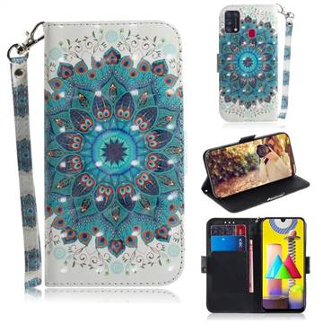 Peacock Mandala 3D Painted Leather Wallet Phone Case for Samsung Galaxy M31