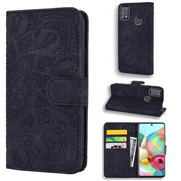 Retro Embossing Mandala Flower Leather Wallet Case for Samsung Galaxy M31 - Black