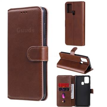 Retro Calf Matte Leather Wallet Phone Case for Samsung Galaxy M31 - Brown