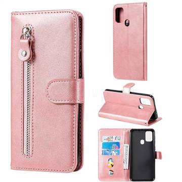 Retro Luxury Zipper Leather Phone Wallet Case for Samsung Galaxy M31 - Pink