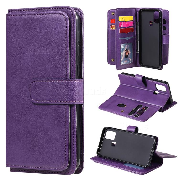 Multi-function Ten Card Slots and Photo Frame PU Leather Wallet Phone Case Cover for Samsung Galaxy M31 - Violet