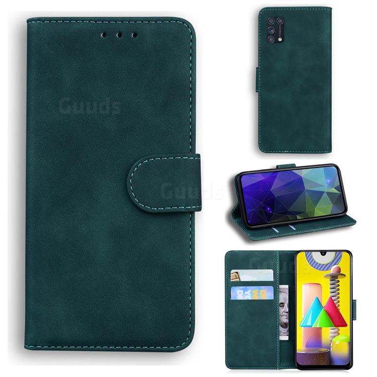 Retro Classic Skin Feel Leather Wallet Phone Case for Samsung Galaxy M31 - Green