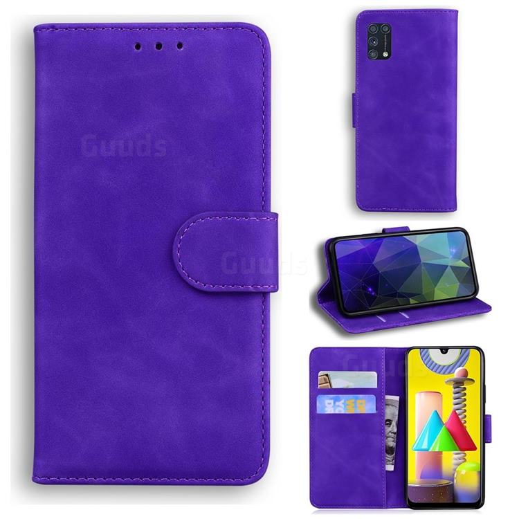 Retro Classic Skin Feel Leather Wallet Phone Case for Samsung Galaxy M31 - Purple
