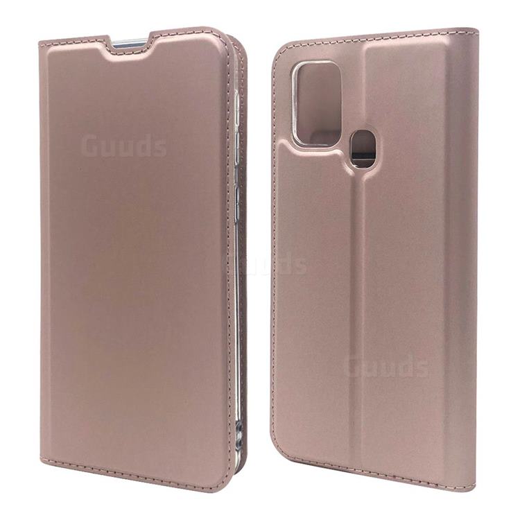 Ultra Slim Card Magnetic Automatic Suction Leather Wallet Case for Samsung Galaxy M31 - Rose Gold