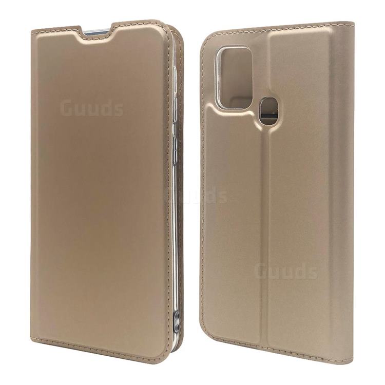 Ultra Slim Card Magnetic Automatic Suction Leather Wallet Case for Samsung Galaxy M31 - Champagne
