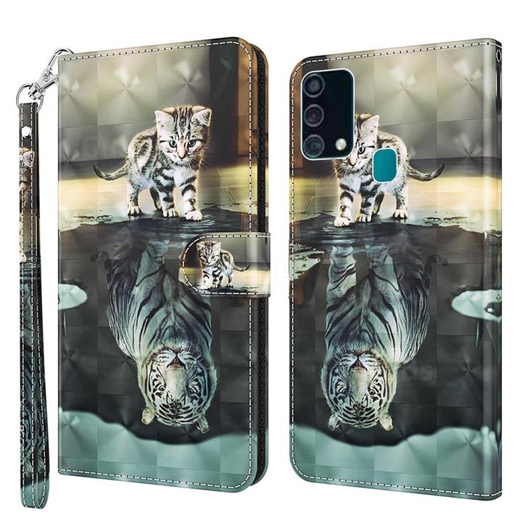 Tiger and Cat 3D Painted Leather Wallet Case for Samsung Galaxy M31