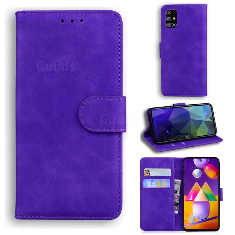 Retro Classic Skin Feel Leather Wallet Phone Case for Samsung Galaxy M31s - Purple