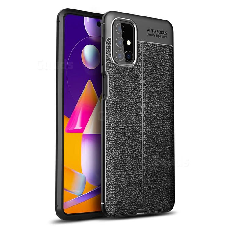 Luxury Auto Focus Litchi Texture Silicone TPU Back Cover for Samsung Galaxy M31s - Black