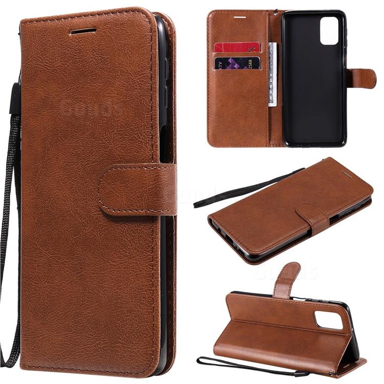 Retro Greek Classic Smooth PU Leather Wallet Phone Case for Samsung Galaxy M31s - Brown