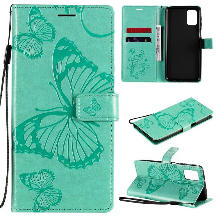 Embossing 3D Butterfly Leather Wallet Case for Samsung Galaxy M31s - Green