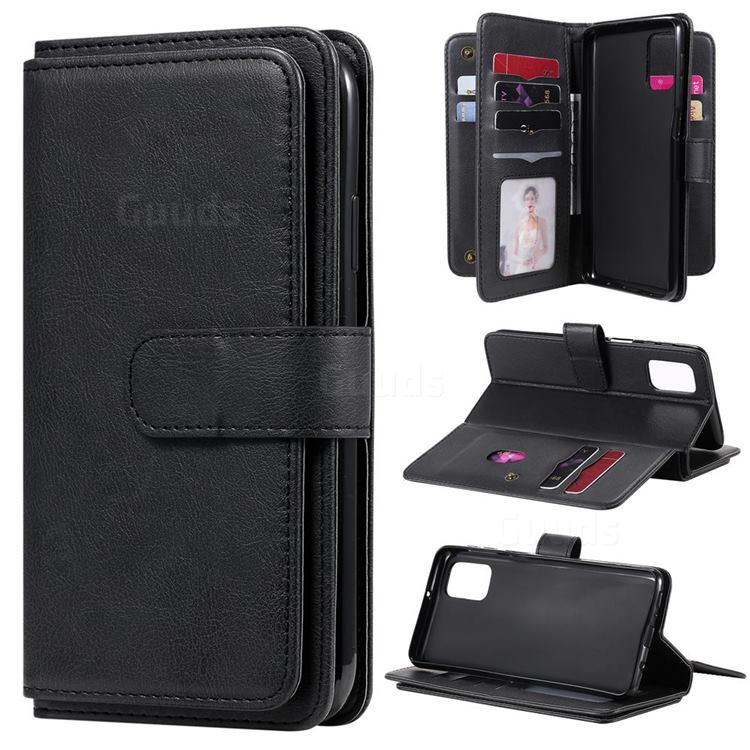 Multi-function Ten Card Slots and Photo Frame PU Leather Wallet Phone Case Cover for Samsung Galaxy M31s - Black