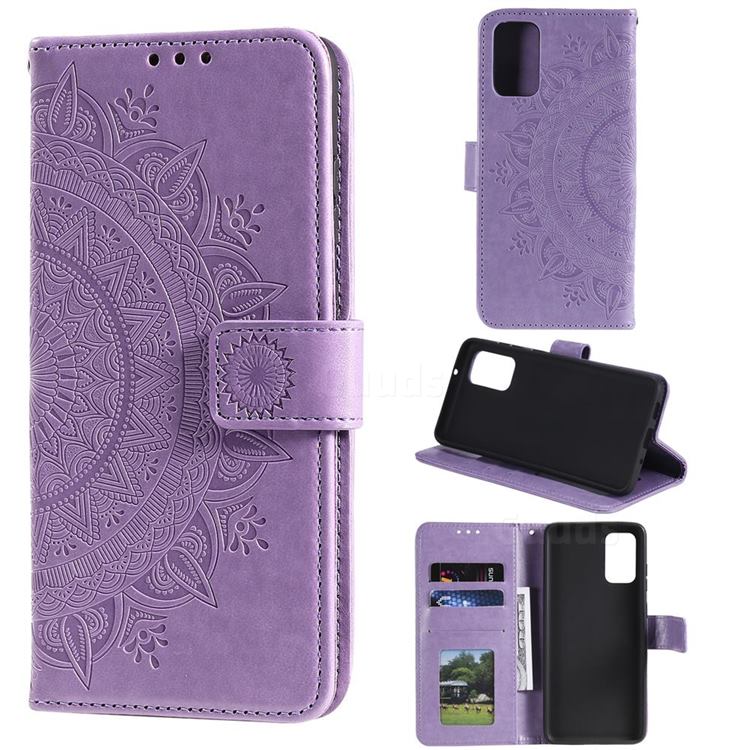 Intricate Embossing Datura Leather Wallet Case for Samsung Galaxy M31s - Purple