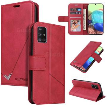 GQ.UTROBE Right Angle Silver Pendant Leather Wallet Phone Case for Samsung Galaxy M31s - Red