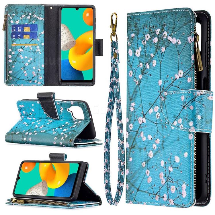 Blue Plum Binfen Color BF03 Retro Zipper Leather Wallet Phone Case for Samsung Galaxy M32