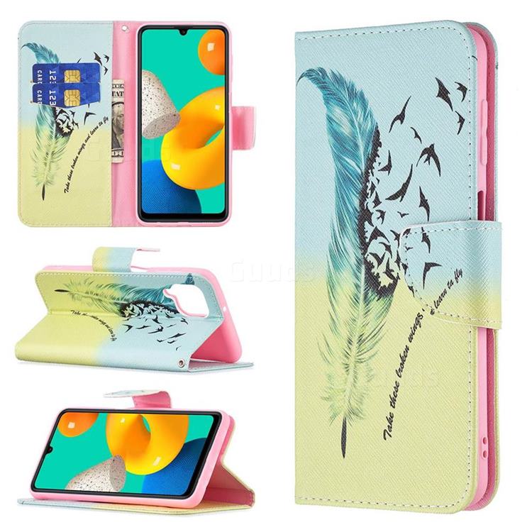 Feather Bird Leather Wallet Case for Samsung Galaxy M32