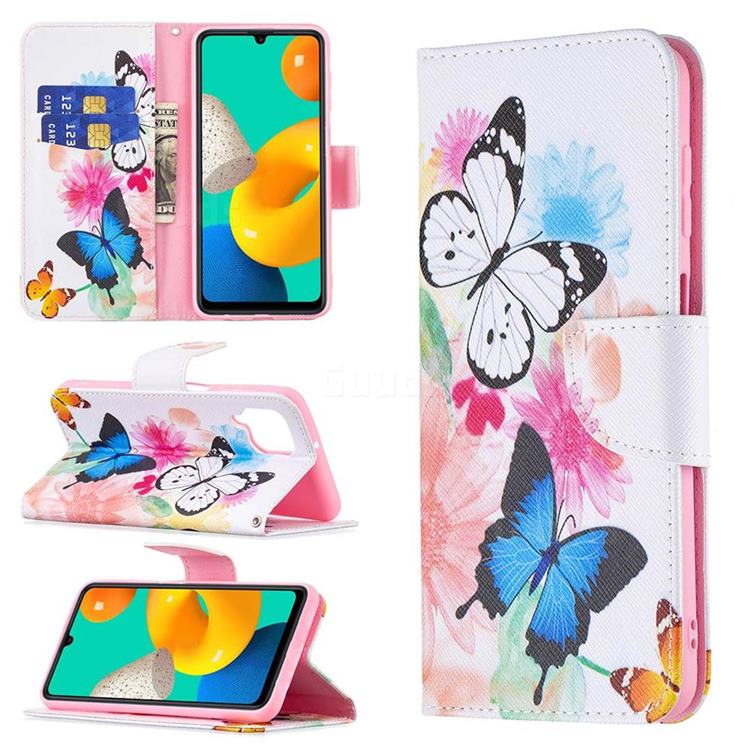 Vivid Flying Butterflies Leather Wallet Case for Samsung Galaxy M32