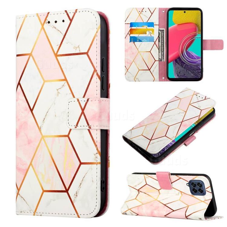 Pink White Marble Leather Wallet Protective Case for Samsung Galaxy M33