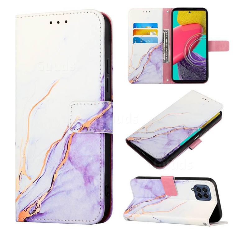 Purple White Marble Leather Wallet Protective Case for Samsung Galaxy M33