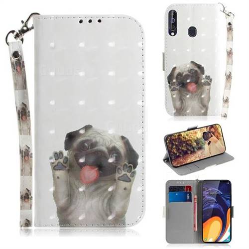 Pug Dog 3D Painted Leather Wallet Phone Case for Samsung Galaxy M40