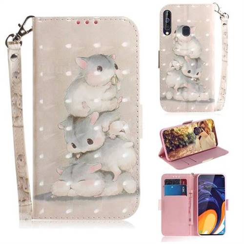 Three Squirrels 3D Painted Leather Wallet Phone Case for Samsung Galaxy M40