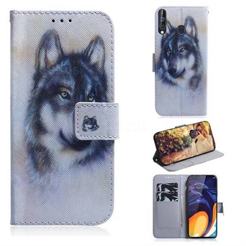 Snow Wolf PU Leather Wallet Case for Samsung Galaxy M40