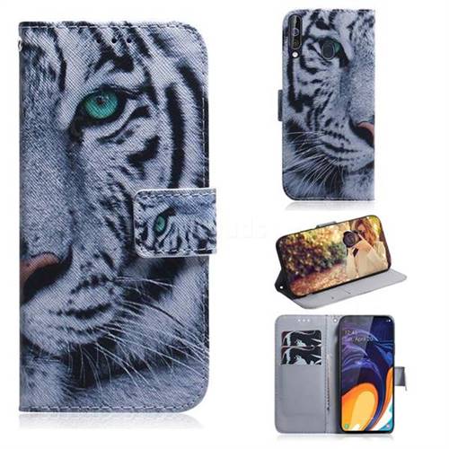 White Tiger PU Leather Wallet Case for Samsung Galaxy M40