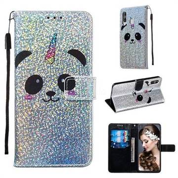 Panda Unicorn Sequins Painted Leather Wallet Case for Samsung Galaxy M40