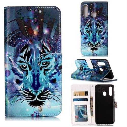 Ice Wolf 3D Relief Oil PU Leather Wallet Case for Samsung Galaxy M40