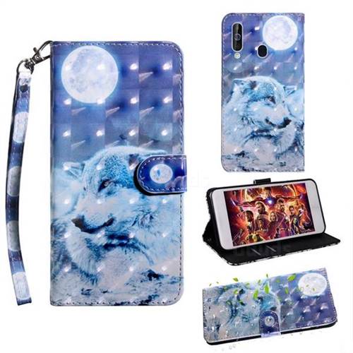 Moon Wolf 3D Painted Leather Wallet Case for Samsung Galaxy M40