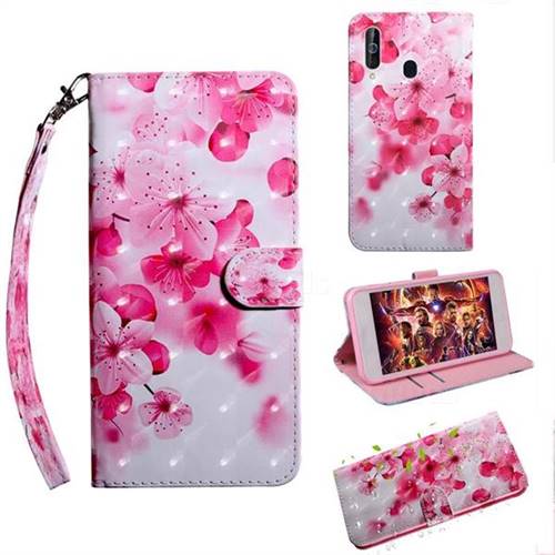 Peach Blossom 3D Painted Leather Wallet Case for Samsung Galaxy M40