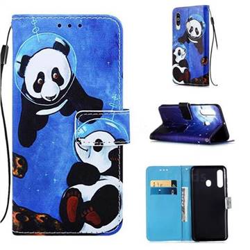Undersea Panda Matte Leather Wallet Phone Case for Samsung Galaxy M40