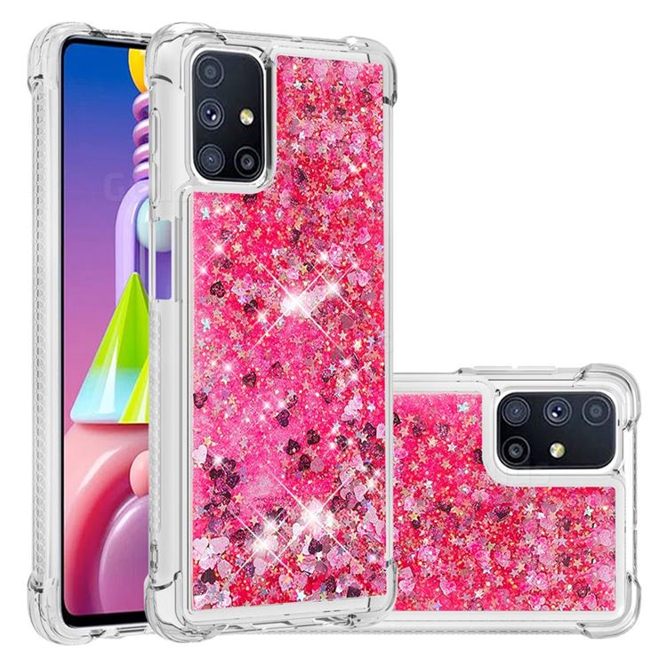 Dynamic Liquid Glitter Sand Quicksand TPU Case for Samsung Galaxy M51 - Pink Love Heart