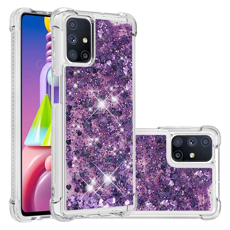 Dynamic Liquid Glitter Sand Quicksand Star TPU Case for Samsung Galaxy M51 - Purple