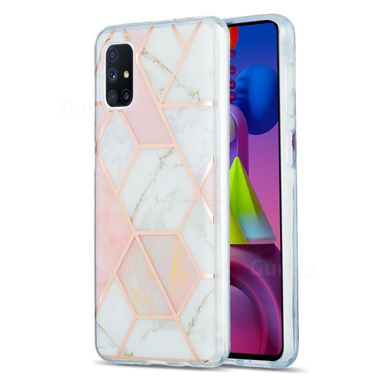 Pink White Marble Pattern Galvanized Electroplating Protective Case Cover for Samsung Galaxy M51