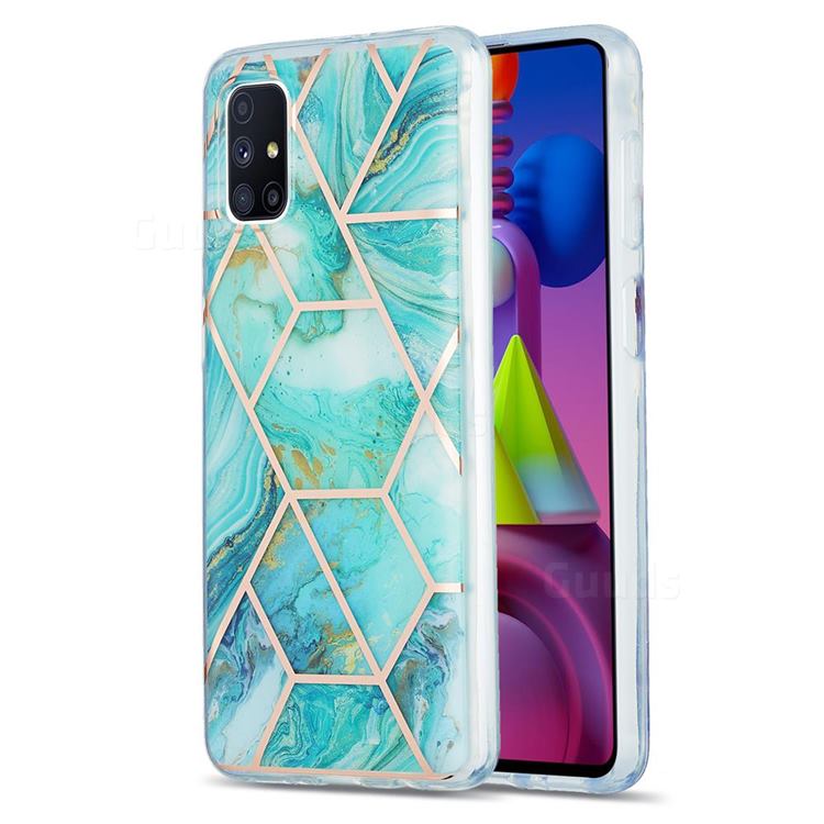 Blue Sea Marble Pattern Galvanized Electroplating Protective Case Cover for Samsung Galaxy M51