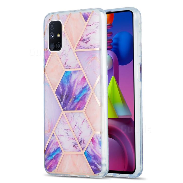 Purple Dream Marble Pattern Galvanized Electroplating Protective Case Cover for Samsung Galaxy M51