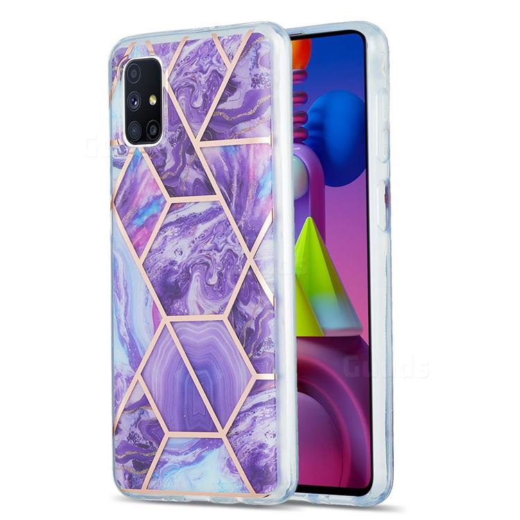 Purple Gagic Marble Pattern Galvanized Electroplating Protective Case Cover for Samsung Galaxy M51