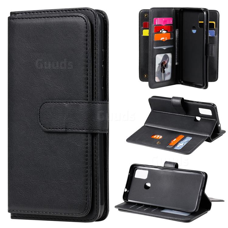 Multi-function Ten Card Slots and Photo Frame PU Leather Wallet Phone Case Cover for Samsung Galaxy M51 - Black