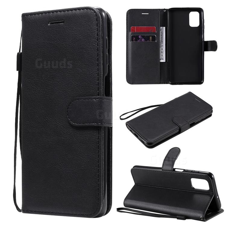Retro Greek Classic Smooth PU Leather Wallet Phone Case for Samsung Galaxy M51 - Black